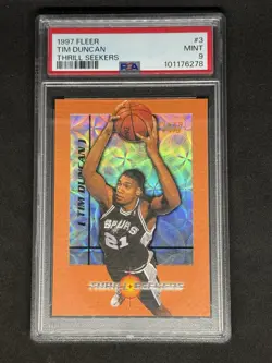 1997 Fleer Tim Duncan Thrill Seekers PSA 9 Rookie RC Low Pop! - Image 1