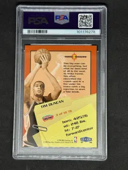1997 Fleer Tim Duncan Thrill Seekers PSA 9 Rookie RC Low Pop! - Image 2