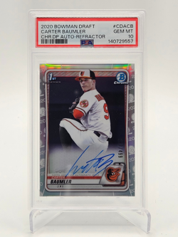 2020 Bowman Draft 1st Bowman Carter Baumler AUTO #CDACB Refractor /499 PSA 10 - Image 1