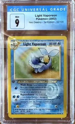 Light Vaporeon 52/105 Neo Destiny 1st Edition CGC 9 - Image 1