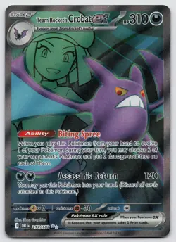 Team Rocket's Crobat ex 217/182 Ultra Rare Destined Rivals Pokemon Near Mint - Image 1