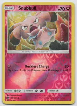 Snubbull 90/149 Common SM Base Set Pokemon Reverse Holo Near Mint - Image 1