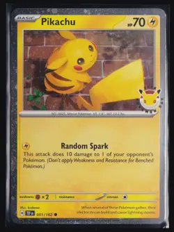 Pikachu (Pokemon Day 2026 Stamped) 051/162 Pokemon TCG - NM Cosmo Holo - Image 1