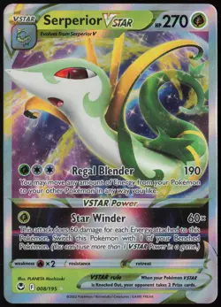 Serperior VSTAR 008/195 Silver Tempest VSTAR Rare Holo Holo Pokemon NM - Image 1