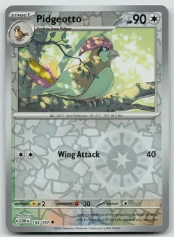 Pokemon Pidgeotto 163/197 Obsidian Flames Uncommon Reverse Holo NM - Image 1