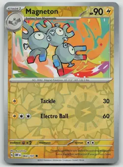 Pokemon Magneton 064/197 Obsidian Flames Common Reverse Holo NM - Image 1