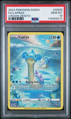 2023 POKEMON SWORD & SHIELD CROWN ZENITH #GG05 FULL ART/LAPRAS PSA 10 - Image 1