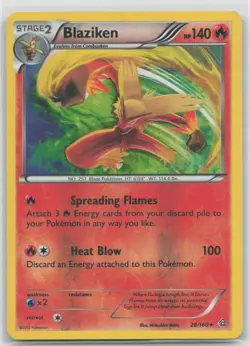 Blaziken 28/160 Holo Rare Primal Clash Pokemon Reverse Holo Moderately Played - Image 1