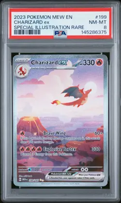 2023 POKEMON MEW EN-151 SPECIAL ILLUSTRATION RARE #199 CHARIZARD EX PSA 8 - Image 1