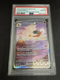 2023 POKEMON MEW EN-151 Charizard EX SPECIAL ILLUSTRATION RARE #199 PSA 8 NM-MT - Image 1