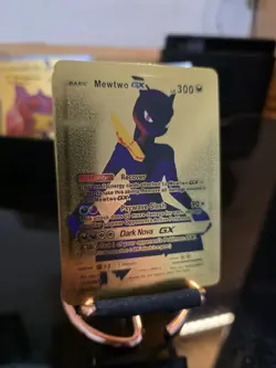 Pokemon Card Mewtwo GX Full Art 300HP Gold Foil Fan Art Mint Condition - Image 2