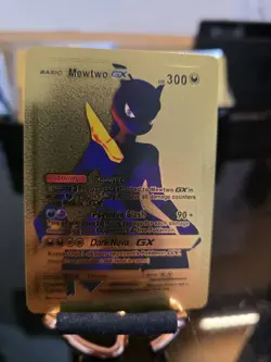 Pokemon Card Mewtwo GX Full Art 300HP Gold Foil Fan Art Mint Condition - Image 4