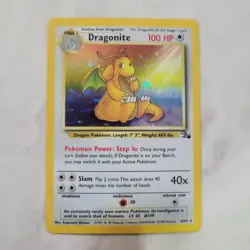 Pokemon TCG Dragonite Fossil Holo Unlimited Rare Card 4/62 NM Vintage - Image 1