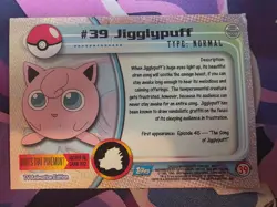 Topps 1999 Vintage Pokemon Jigglypuff #39 TV Animation Edition Holo - Image 3