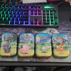 Pokemon Ascended TCG Mini Tin Lot of 4 Metal Multicolor Pikachu Togepi Clefairy - Image 1