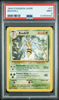1999 Pokemon Game #17 Beedrill PSA 9 Card MINT Trusted Seller Free Ship Base Set - Image 1