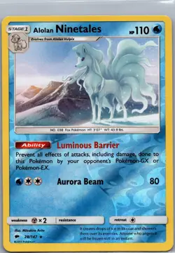 Alolan Ninetales 28/147 Rare Burning Shadows Pokemon Reverse Holo Lightly Played - Image 1