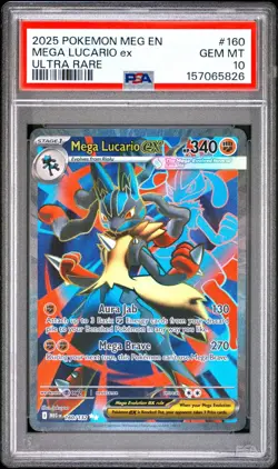 2025 Pokemon Mega Evolution Mega Lucario ex Ultra Rare 160/132 Full Art - Image 1