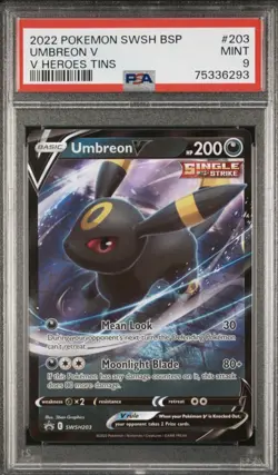 PSA 9 Umbreon V #203 2022 Pokemon SWSH V Heroes Tins Black Star Promo - Image 1