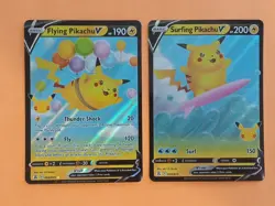 Pokemon Sword & Shield Celebrations Surfing Pikachu V & Flying Pikachu V - Image 1