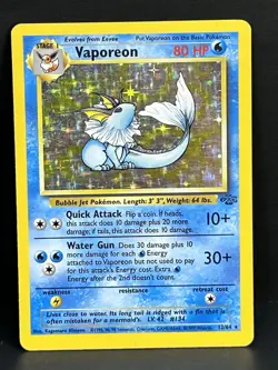 1999 Pokemon VAPOREON Jungle Set HOLO RARE Unlimited Edition Card 12/64 - Image 1