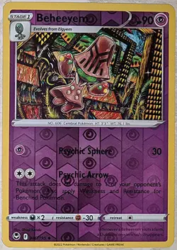 Reverse Holo Silver Tempest Beheeyem ◓ 080/195 ◓ Shinji Kanda ◓ Pokemon Card NM - Image 1
