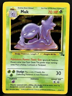 Muk 13/62 Fossil Unlimited Holo Rare 1999 Vintage Pokemon TCG Card - Image 1