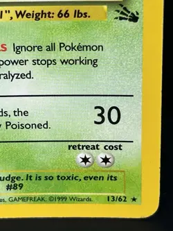 Muk 13/62 Fossil Unlimited Holo Rare 1999 Vintage Pokemon TCG Card - Image 4
