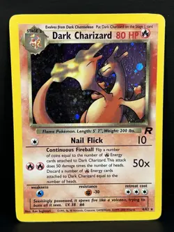 Pokemon Dark Charizard Holo Rare TCG Unlimited Card 4/82 1999-2000 - Image 1