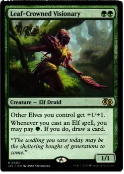 Leaf-Crowned Visionary 683 Rare Foundations Jumpstart Magic: The Gathering NM - Image 1