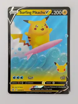 Pokemon Surfing Pikachu V Celebrations #008/025 NM TCG - Image 1