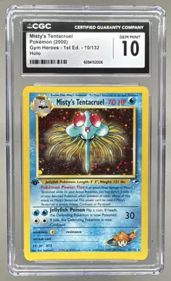 Misty's Tentacruel Gym Heroes 1st Edition 10/132 Holo 2000 CGC 9 Mint Pokemon - Image 1