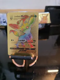 Leafeon VMAX 001/203 Rainbow HP310 - Gold Foil Fan Art Pokemon Card - NM - Image 3
