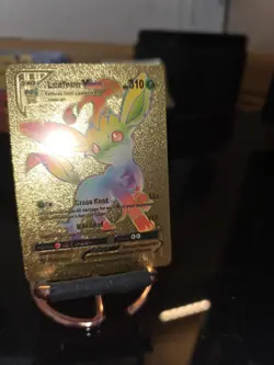 Leafeon VMAX 001/203 Rainbow HP310 - Gold Foil Fan Art Pokemon Card - NM - Image 4