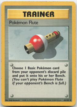 Pokemon Flute 86/102 Base Set Pokemon Card MP - Image 1