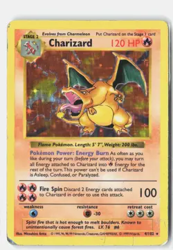 Charizard 4/102 Base Set Shadowless Pokemon Unlimited Holo HP Mitsuhiro Arita - Image 1