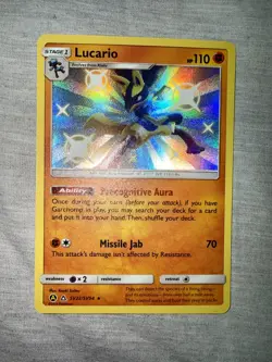 Pokemon TCG Lucario SV22/SV94 Hidden Fates Shiny Vault Holo Rare - Image 1