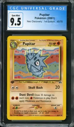 2001 Pokemon Neo Discovery 1st Edition Pupitar #45 CGC 10 - Image 1