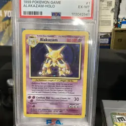 1999 Pokemon Game Alakazam Holo Card PSA 6 EX-MT Base Set 1/102 #1 Vintage Rare - Image 1