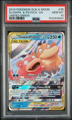 2019 POKEMON SUN & MOON UNIFIED MINDS #35 SLOWPOKE & PSYDUCK GX PSA 10 - Image 1