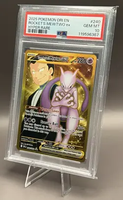 240/182 Team Rocket's Mewtwo ex - Destined Rivals Hyper Rare - PSA 10 Pokemon - Image 1