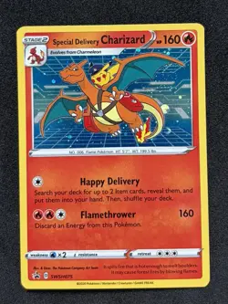 Pokemon TCG Special Delivery Charizard Holo Promo SWSH075 - INFINITY SWIRL - nm+ - Image 1