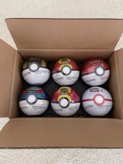 6 x Pokemon TCG Pokeball Tins - 18 Booster Packs Factory Sealed Costco New - Image 1