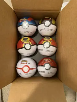 6 x Pokemon TCG Pokeball Tins - 18 Booster Packs Factory Sealed Costco New - Image 1