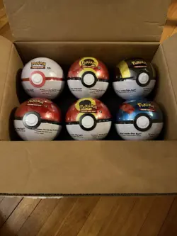 6 x Pokemon TCG Pokeball Tins - 18 Booster Packs Factory Sealed Costco IN HAND - Image 1