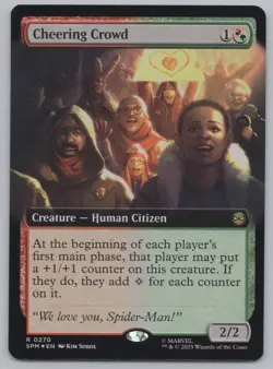 MTG - FOIL Cheering Crowd (Extended Art) - Marvel's Spider-Man (SPM) -F668 - Image 1