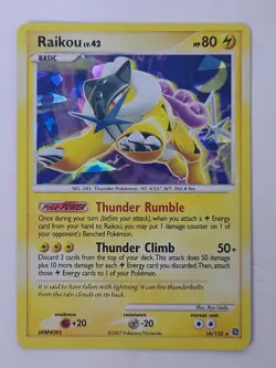 2007 Pokemon Diamond & Pearl Secret Wonders Raikou Holo Rare 16/132 - Image 1