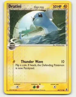 2005 Pokemon, Delta Species, #66/113 Dratini, Common LP - Image 1