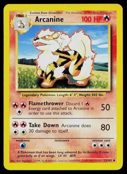 Pokemon Card Base Set Arcanine 23/102 Uncommon 1999-2000 4th Print UK Exclusive - Image 1