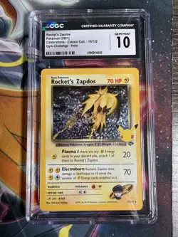 2021 POKEMON CELEBRATIONS - CLASSIC COLL. ROCKET'S ZAPDOS CGC 10 GEM MINT - Image 1